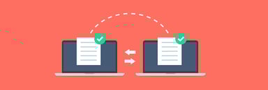 illustration of two computers transfering information