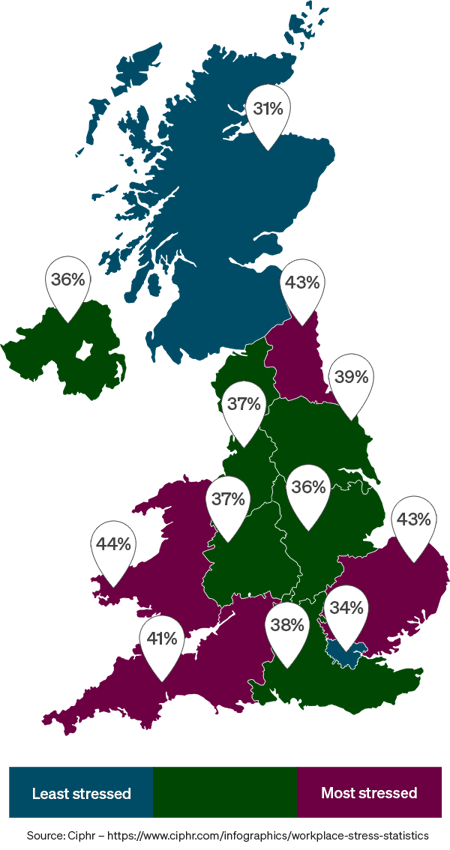 Where in the UK are people the most stressed about money?&nbsp;